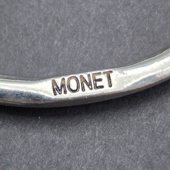 Monet Silver Tone Multi Strand Necklace Oval Rhinestone Stations Formal 24.5" - Picture 7 of 7